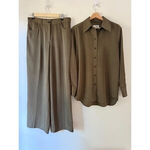 SOLD - COS Olive Green Women's Pants & Shirt Set